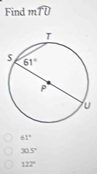 Find mwidehat TU
61°
30.5°
122°