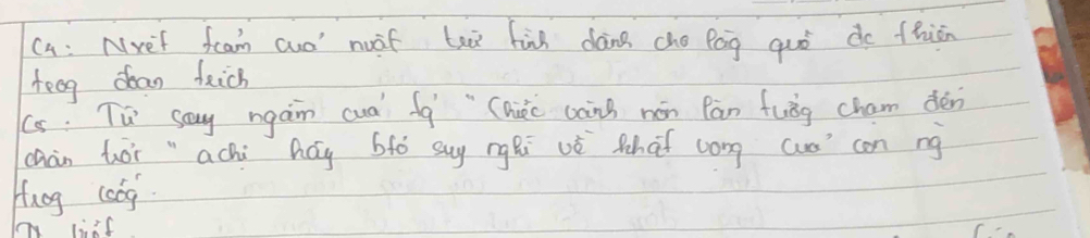 c4: Nref feam cuo' nuof teù hin dàng cho Pág quó do fhiān 
feeg dean feich 
(c. Tu say ngan cua fg " Chuà cānB nón Pán fuǒg cham dén 
chàn hòi " achi háy bfó suy ngǎi vè thaf cong cus con ng 
Huog coog.