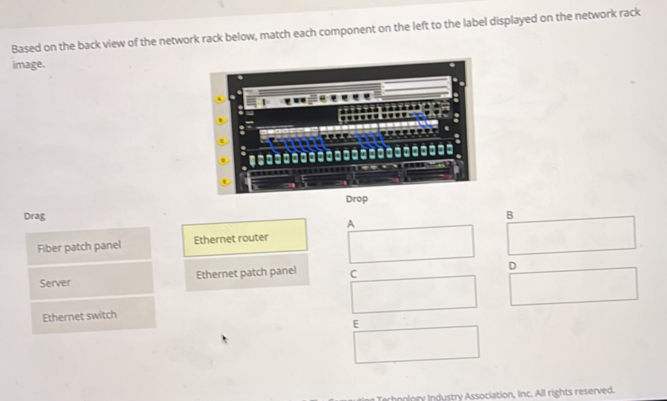 Solved: Based on the back view of the network rack below, match each ...