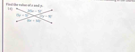 Find the value of x and y.
14)