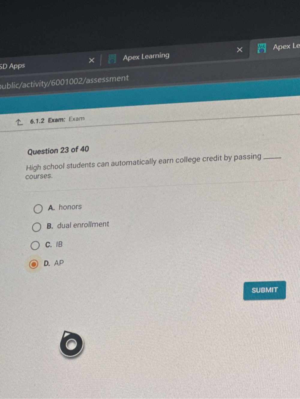Solved: SD Apps Apex Learning Apex Le public/activity/6001002 ...