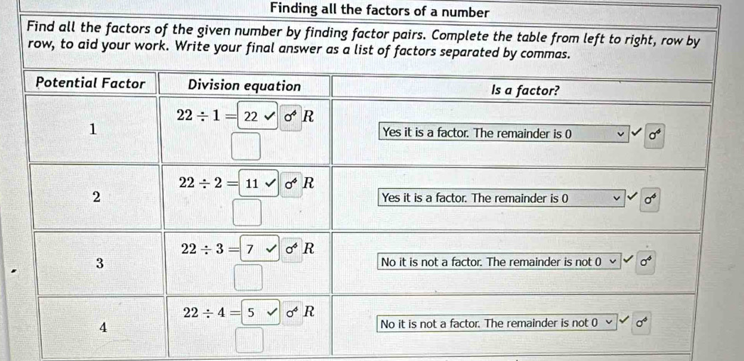 Finding all the factors of a number