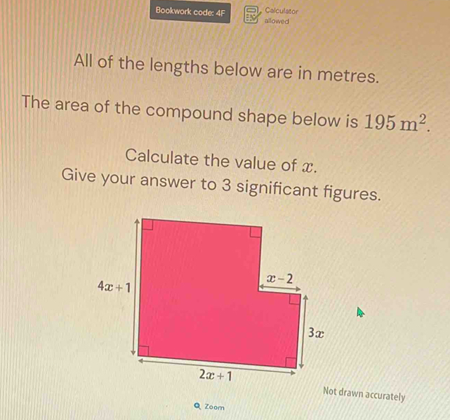 Solved: Calculator Bookwork code: 4F allowed All of the lengths below ...