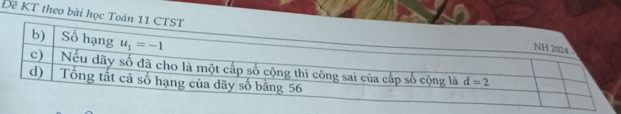 Đề KT theo bài học Toán