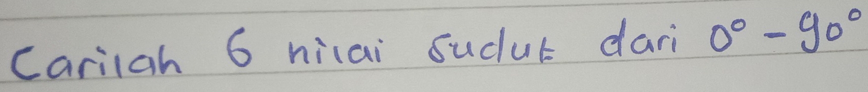 Cariiah 6 hilai sucut dari 0°-90°