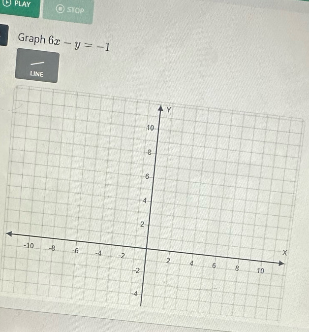 PLAY STOP 
Graph 6x-y=-1
LINE