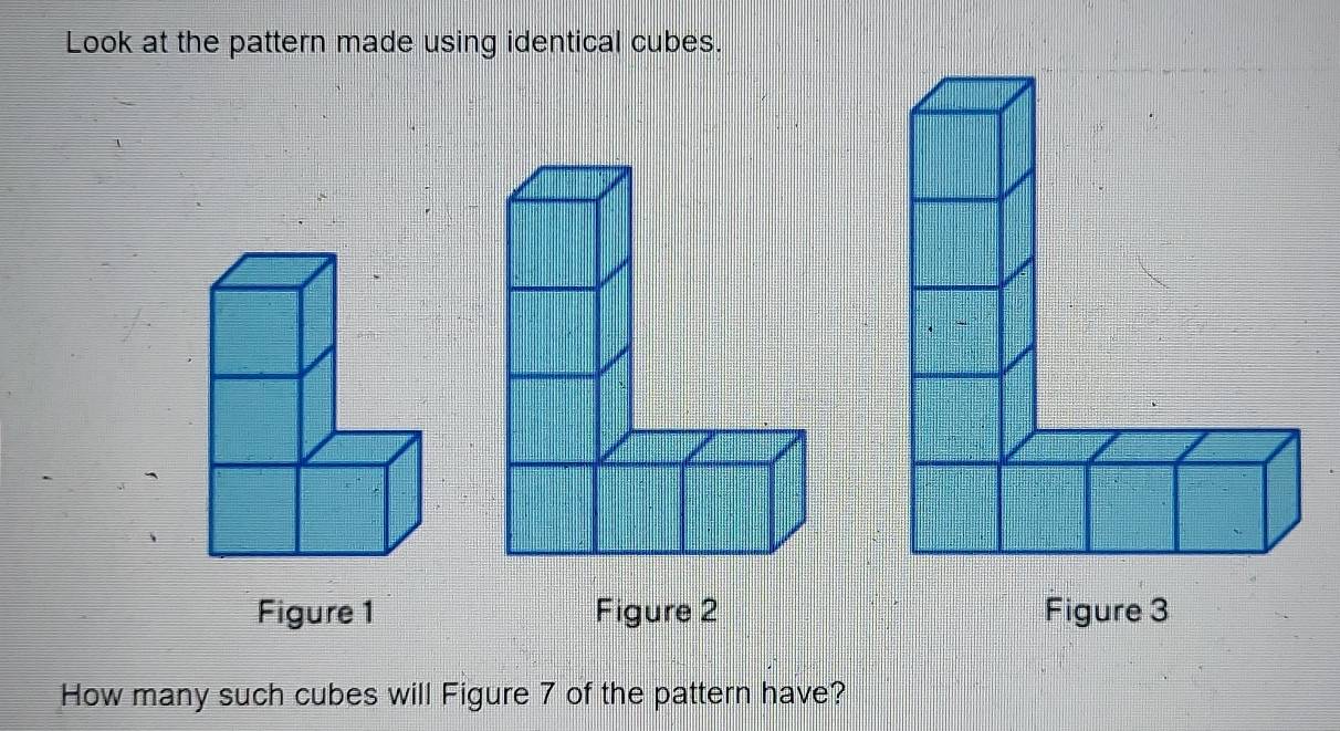 Solved: Look at the pattern made using identical cubes. Figure 1 Figure ...
