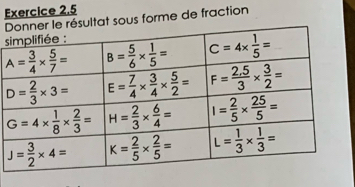 sultat sous forme de fraction