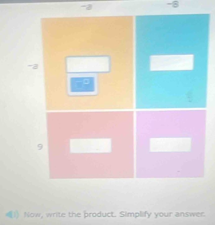 -8
Now, write the product. Simplify your answer.