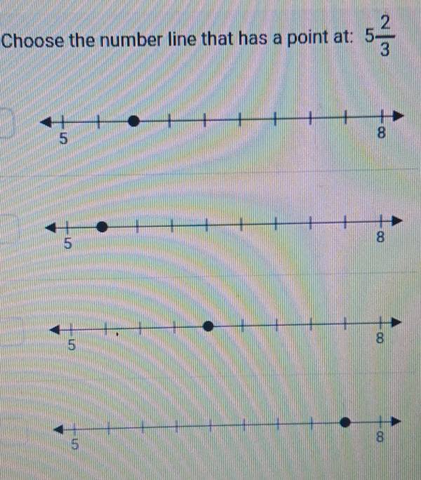 Choose the number line that has a point at: 5 2/3 