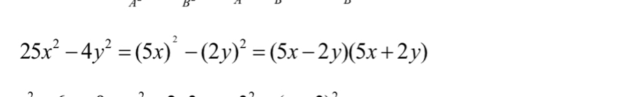 25x^2-4y^2=(5x)^2-(2y)^2=(5x-2y)(5x+2y)