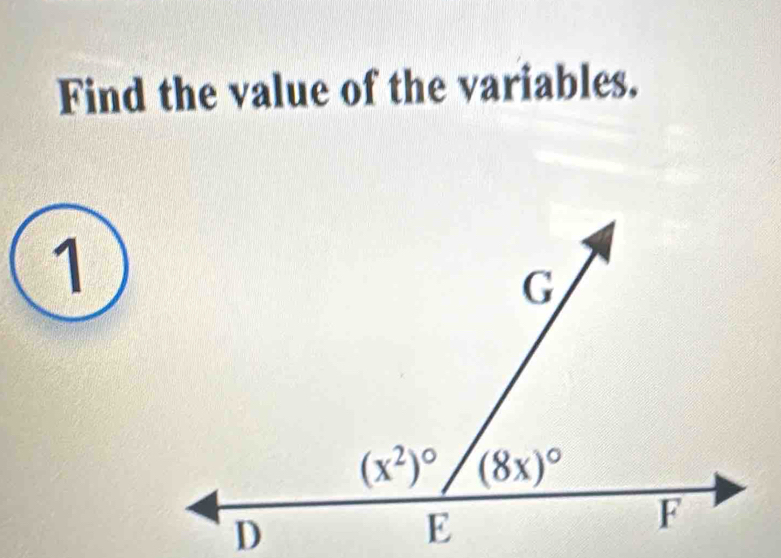 Find the value of the variables.
1
D