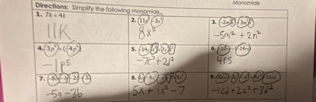 Monomials