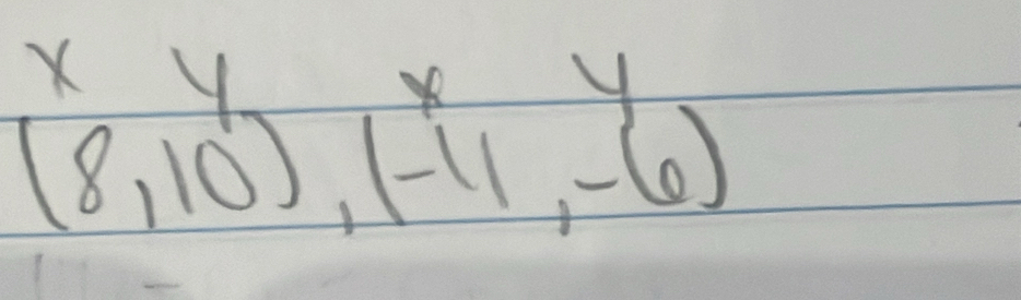 X V
(8,10), (-11,-6)