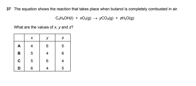 Solved: The equation shows the reaction that takes place when butanol ...