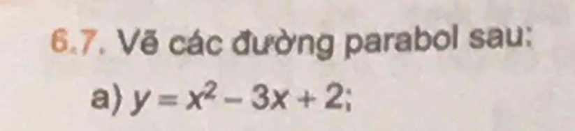 Vẽ các đường parabol sau: 
a y=x^2-3x+2