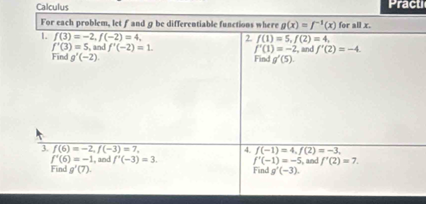 Calculus Practi