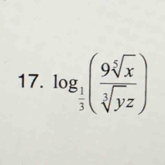 log _ 1/3 ( 9sqrt[5](x)/sqrt[3](yz) )