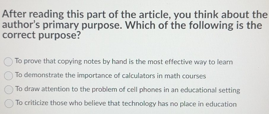Solved: After reading this part of the article, you think about the ...