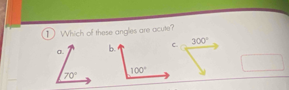 1Which of these angles are acute?
()frac )() □ 