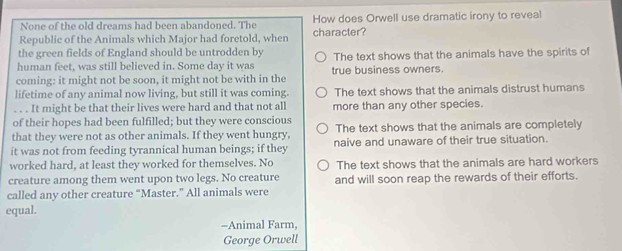 Solved: None of the old dreams had been abandoned. The How does Orwell ...
