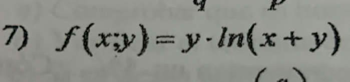 f(x;y)=y· ln (x+y)