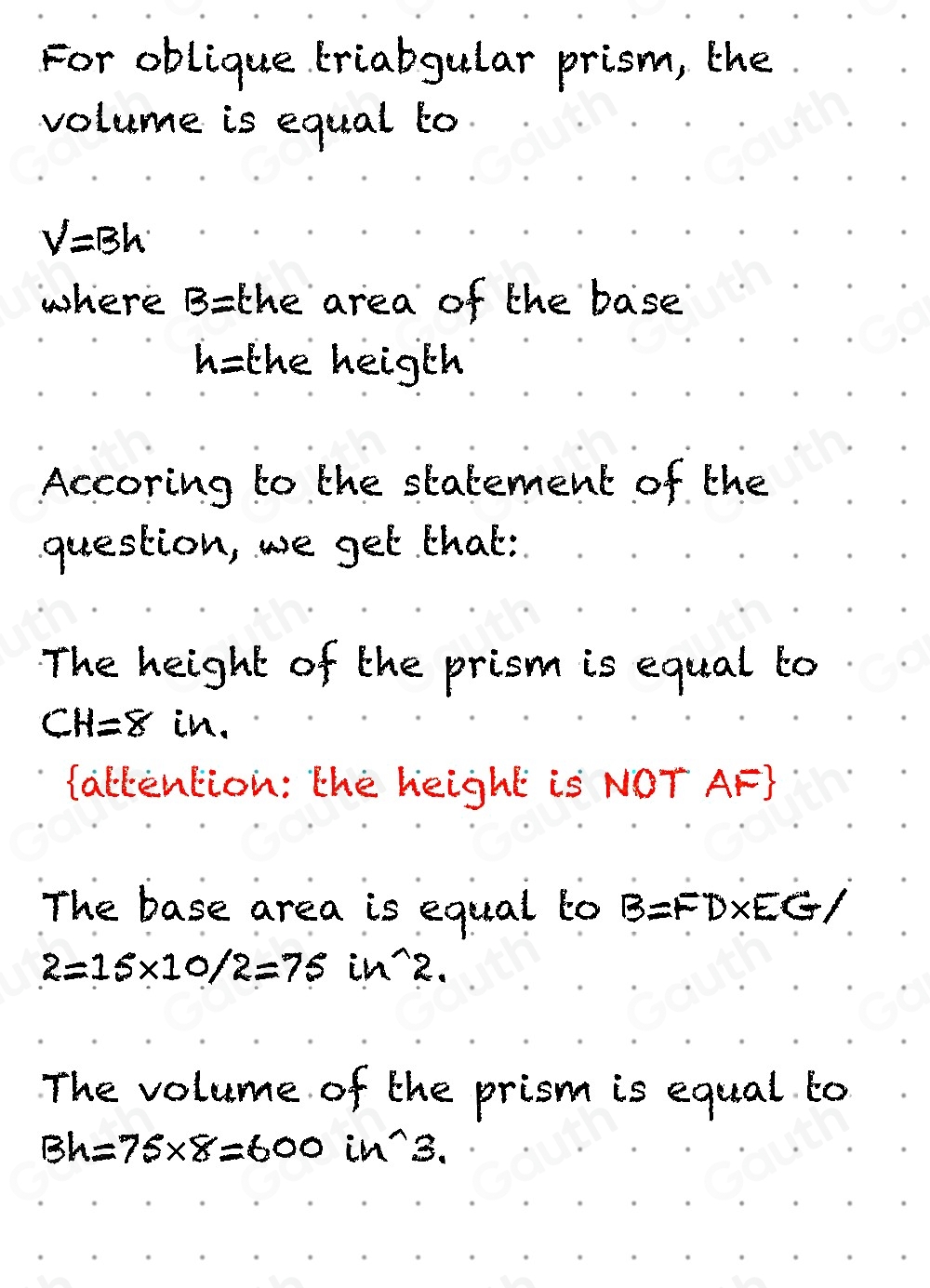 Solved: A gift-wrapping box is in the shape of an oblique If EG=10in ...
