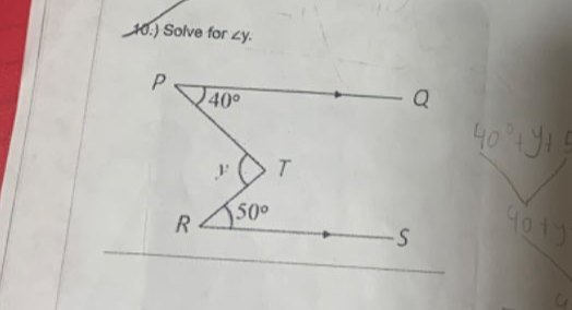 10.) Solve for ∠ y.