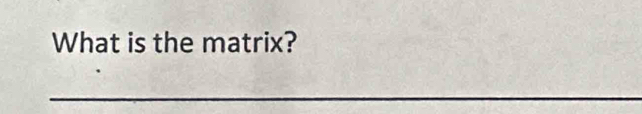 What is the matrix? 
_