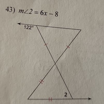 m∠ 2=6x-8