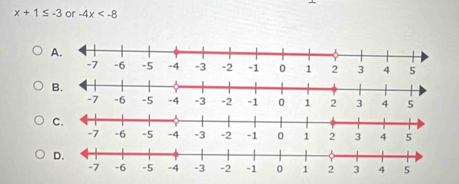 x+1≤ -3 or -4x