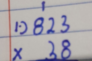 beginarrayr 1.)823 * 38 endarray
 1/4 = 5/4 