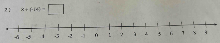 2.) 8+(-14)=□