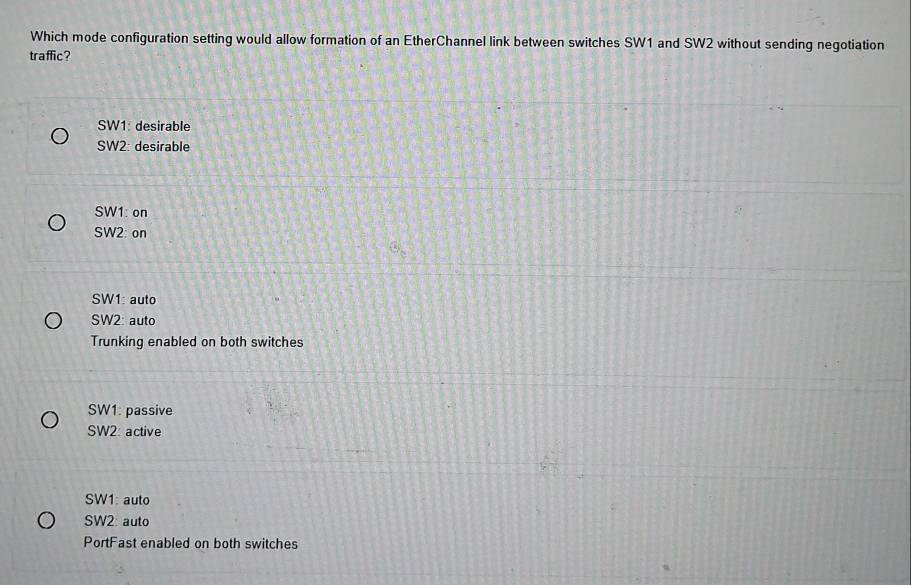 Solved: Which mode configuration setting would allow formation of an ...