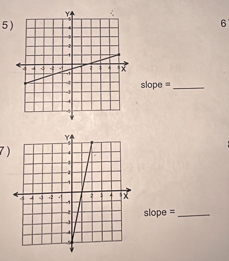 5 6
slope = _ 
7)
slope = _