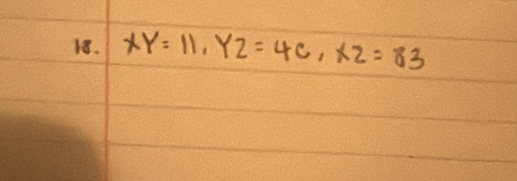 XY=11, Y2=4C, X2=83