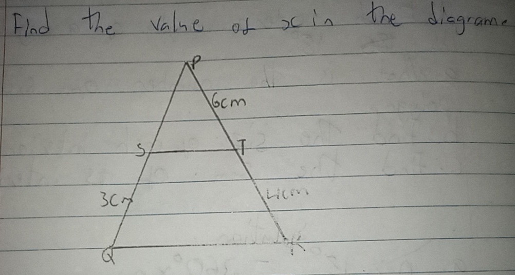 Fiad the value of x in the diagram.