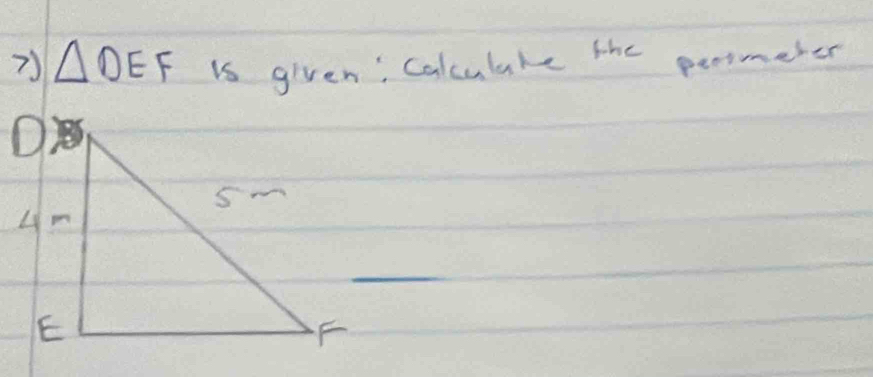 △ DEF is given, Calculare the perimeter