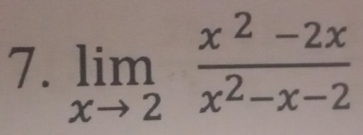 limlimits _xto 2 (x^2-2x)/x^2-x-2 