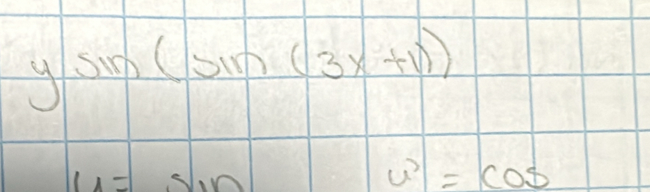 ysin (sin (3x+1))
u=510
v'=cos 