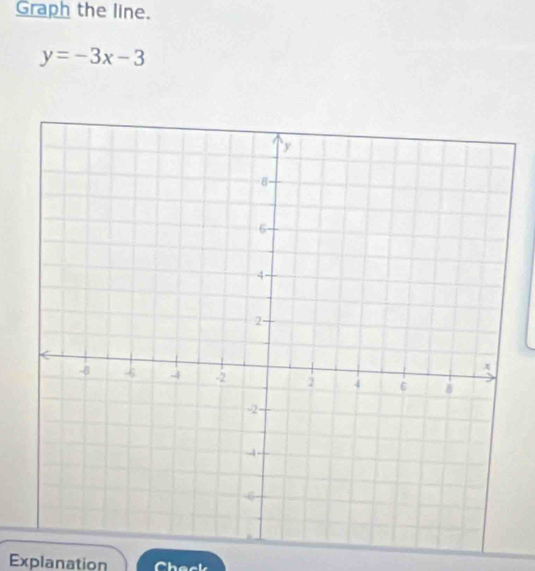 Graph the line.
y=-3x-3
Explanation