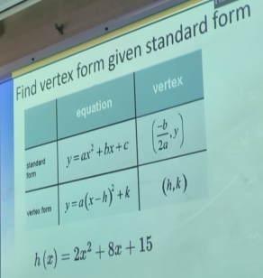 tandard form
h(x)=2x^2+8x+15