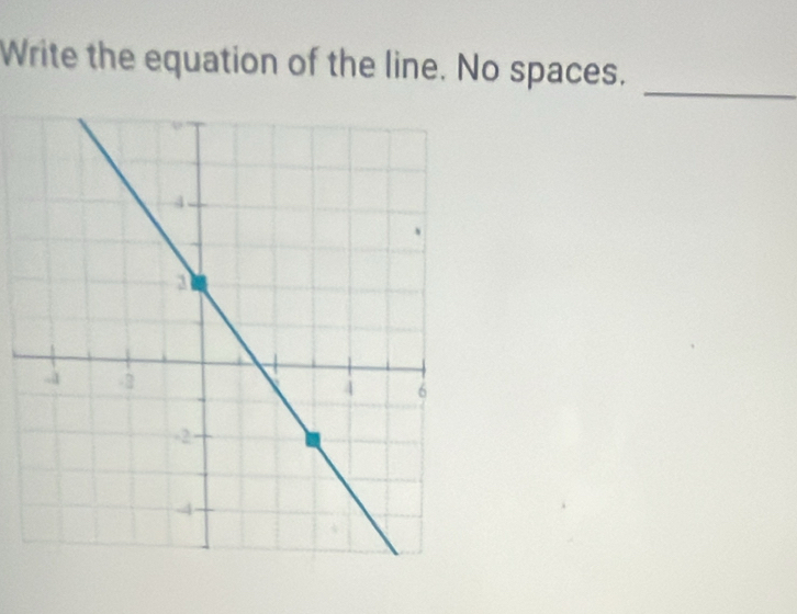 Write the equation of the line. No spaces. 
_