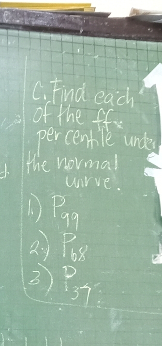 Find each 
of the ffe 
percenile under 
the normal 
unrve. 
DF 99
a) Pox