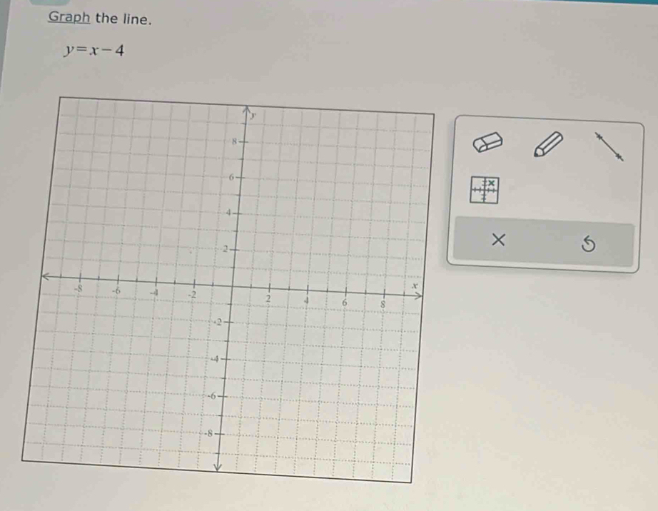 Graph the line.
y=x-4
× S