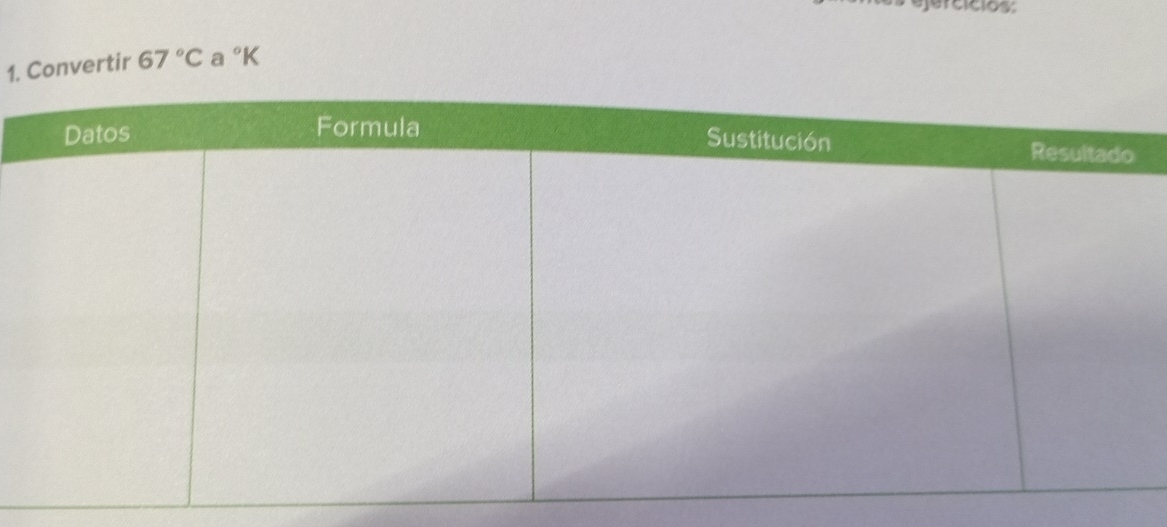 ejercicios: 
1. Convertir 67°C a°K