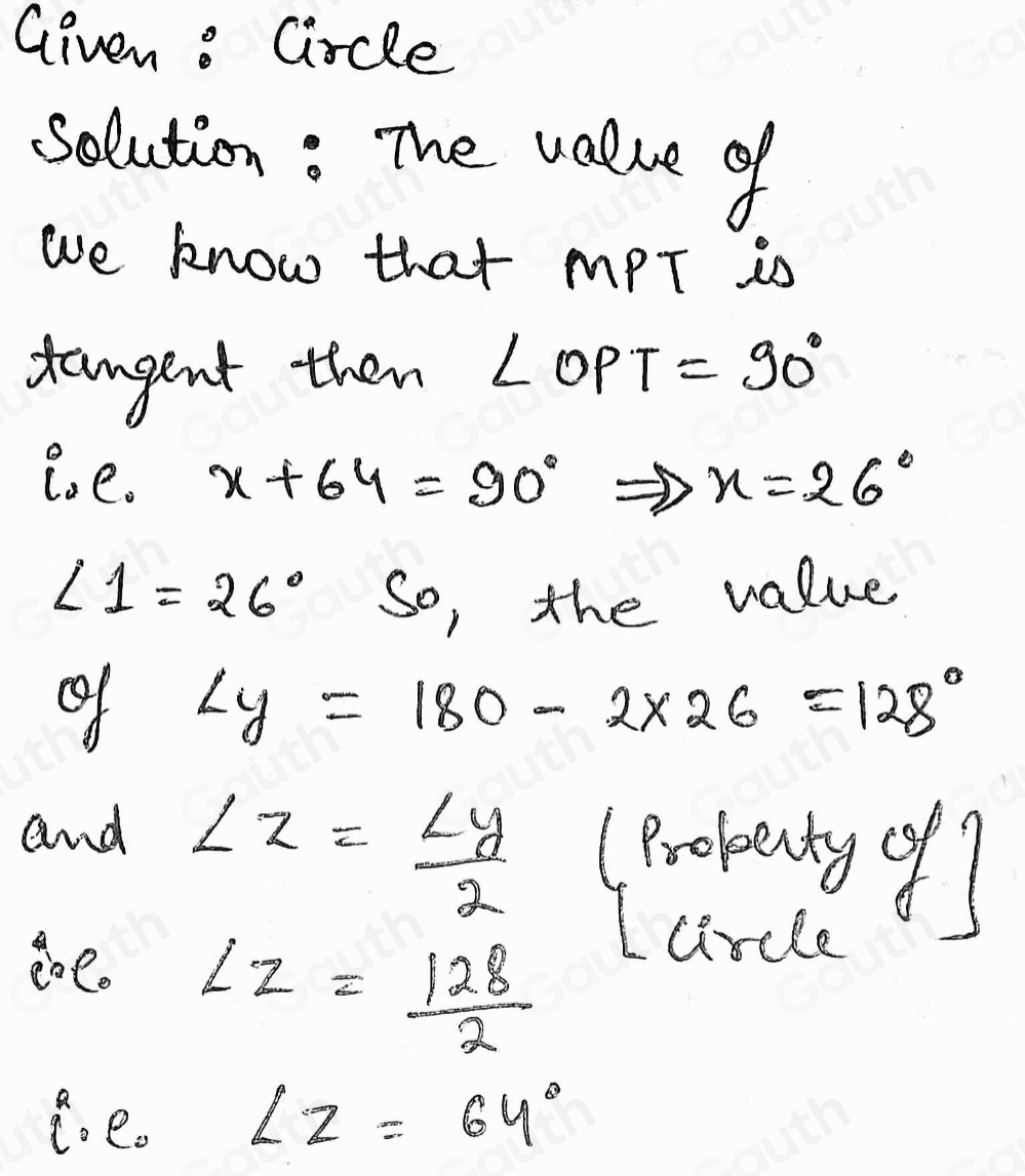 Solved: is the centre of the circle above and MPT is the tangent. Also ...
