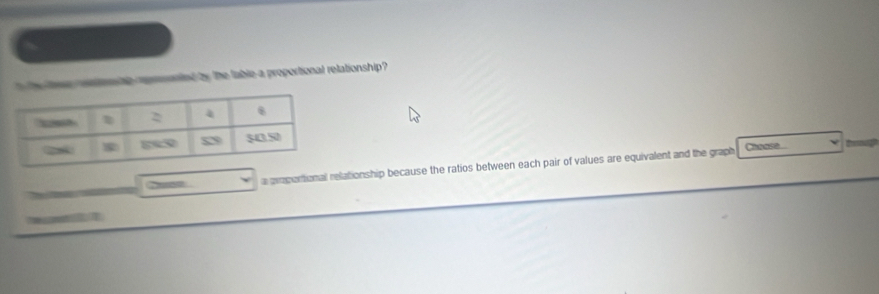 the tes renn ng reprsented by the lable a proportional relationship ?
a a proportional relationship because the ratios between each pair of values are equivalent and the graph
Chease...