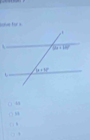 solve for x
65
55
1