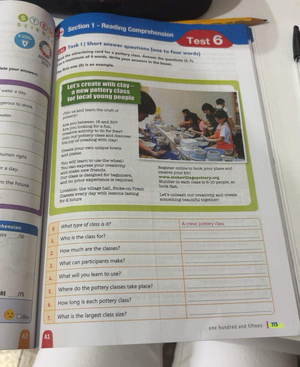 Risolto:DE s C I E Section 1 - Reading Comprehension N r Test 6 Task 1 ...